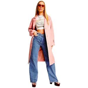 NEW Topshop Barbie Pink Croc PU Mid Length Coat Size 2/S